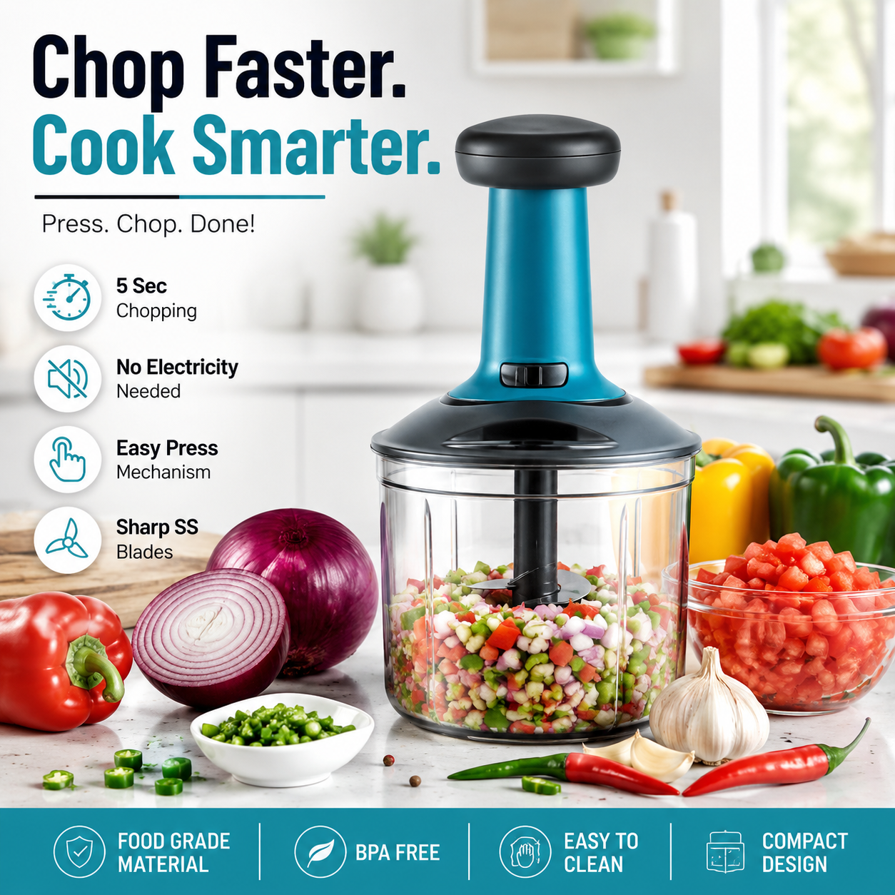 Manual Hand Press Vegetable Chopper