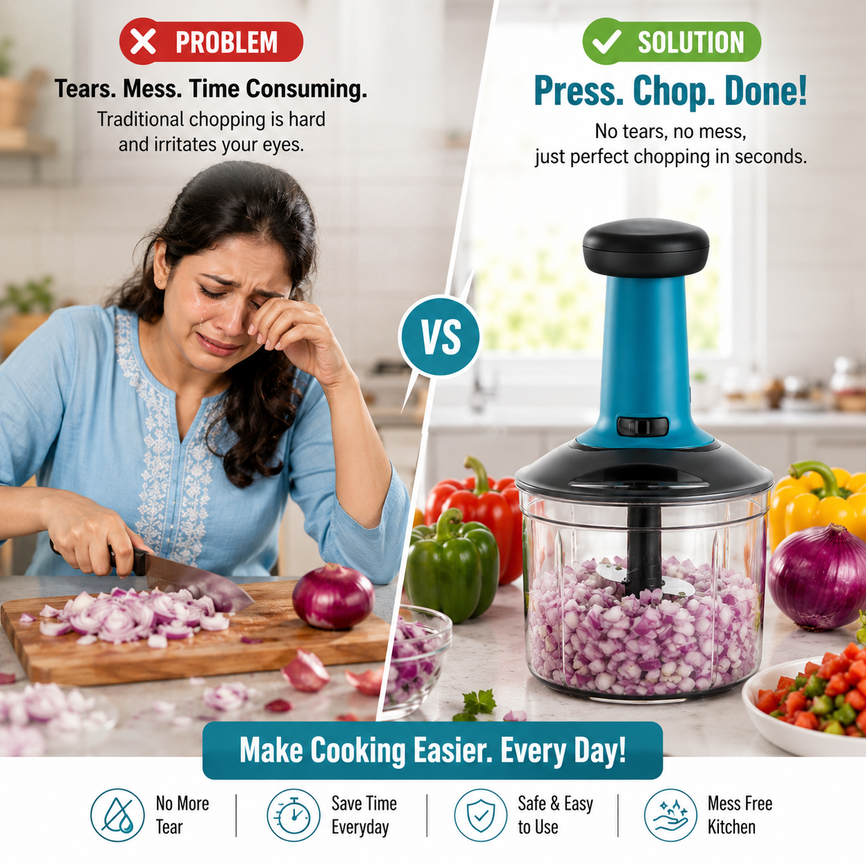 Manual Hand Press Vegetable Chopper