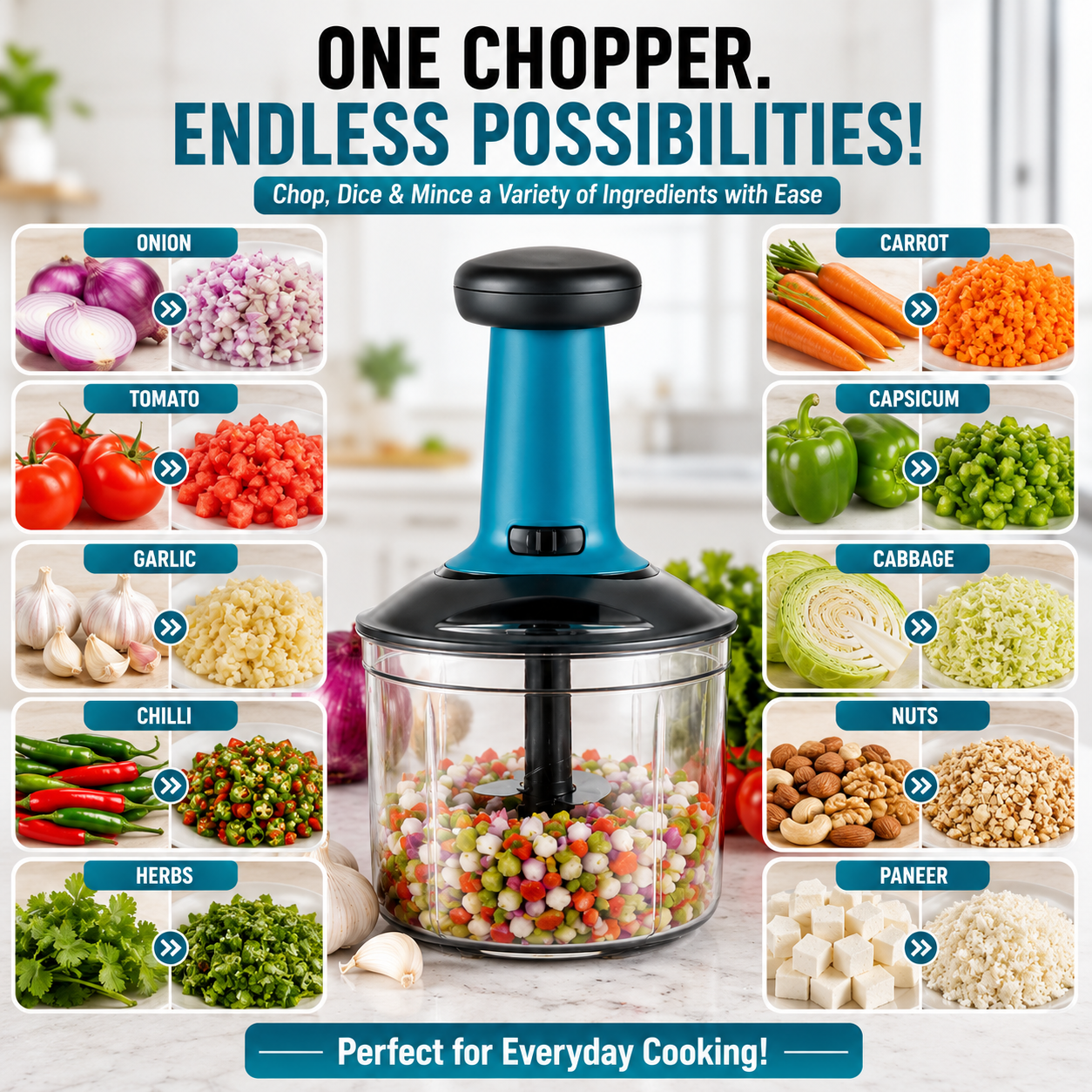 Manual Hand Press Vegetable Chopper