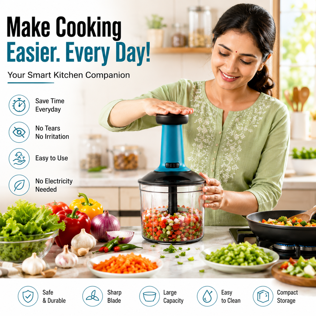 Manual Hand Press Vegetable Chopper