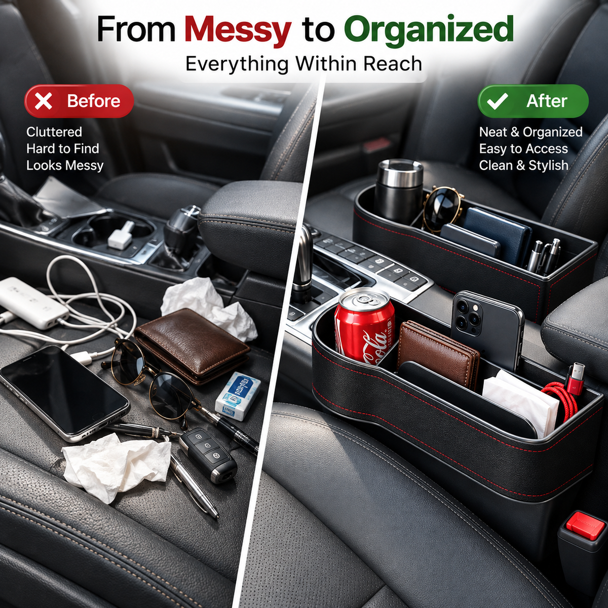 Car Seat Gap Organizer – Smart Storage Organizer | Pack of 2
