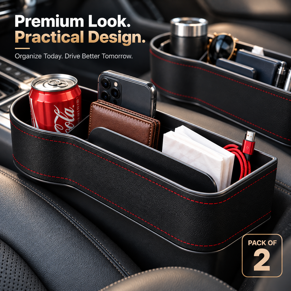 Car Seat Gap Organizer – Smart Storage Organizer | Pack of 2